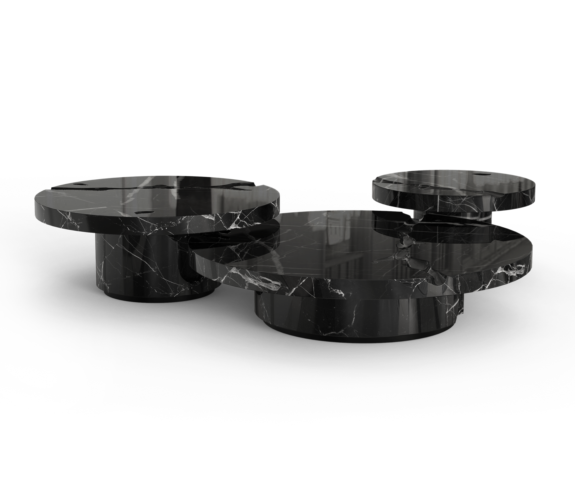 Conjunto 3 Peças Mesa de Centro Dominion Nero Marquina