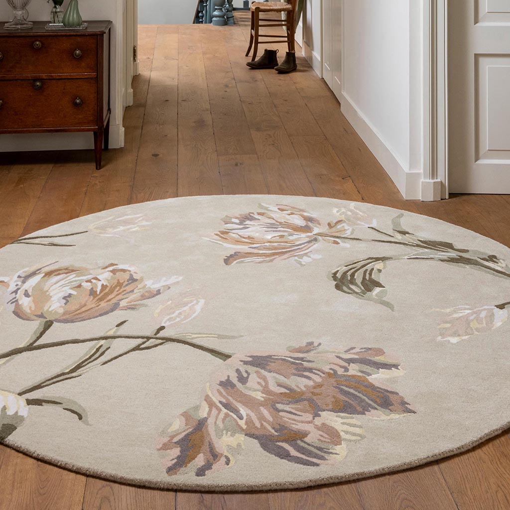 Tapete Redondo Gosford Natural/Verde Salva