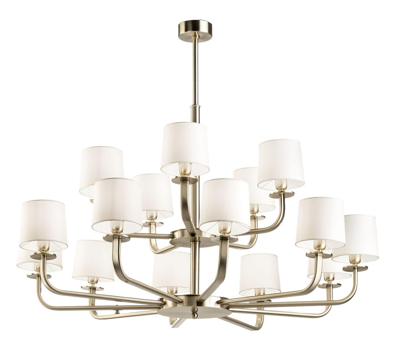 Lustre de 15 Lâmpadas em Ouro Pálido Escovado