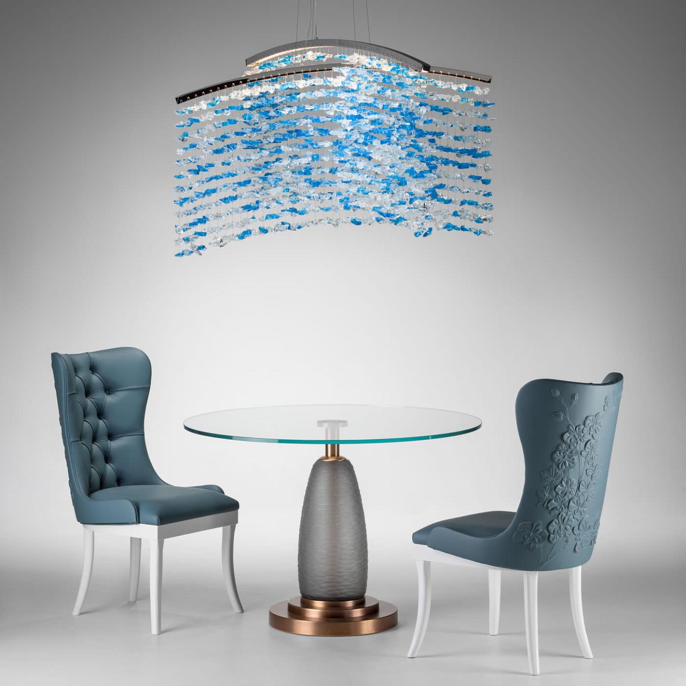 Mesa de Jantar Redonda com Tampo em Vidro e Base em Metal