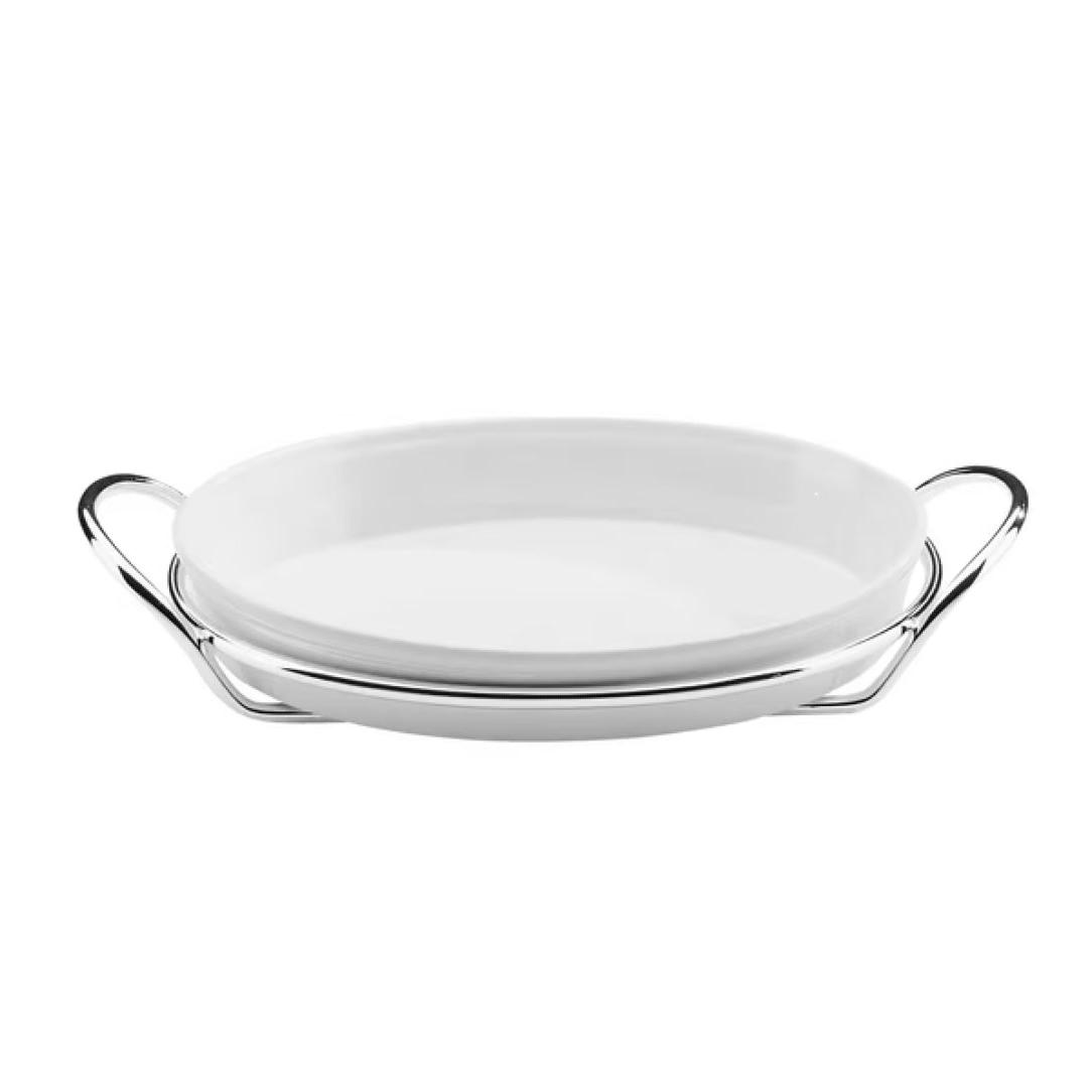 Bandeja oval prateada Grand Gourmet | Dimensões: 39 × 65 Bandeja oval prateada Grand Gourmet | Dimensões: 39 × 65