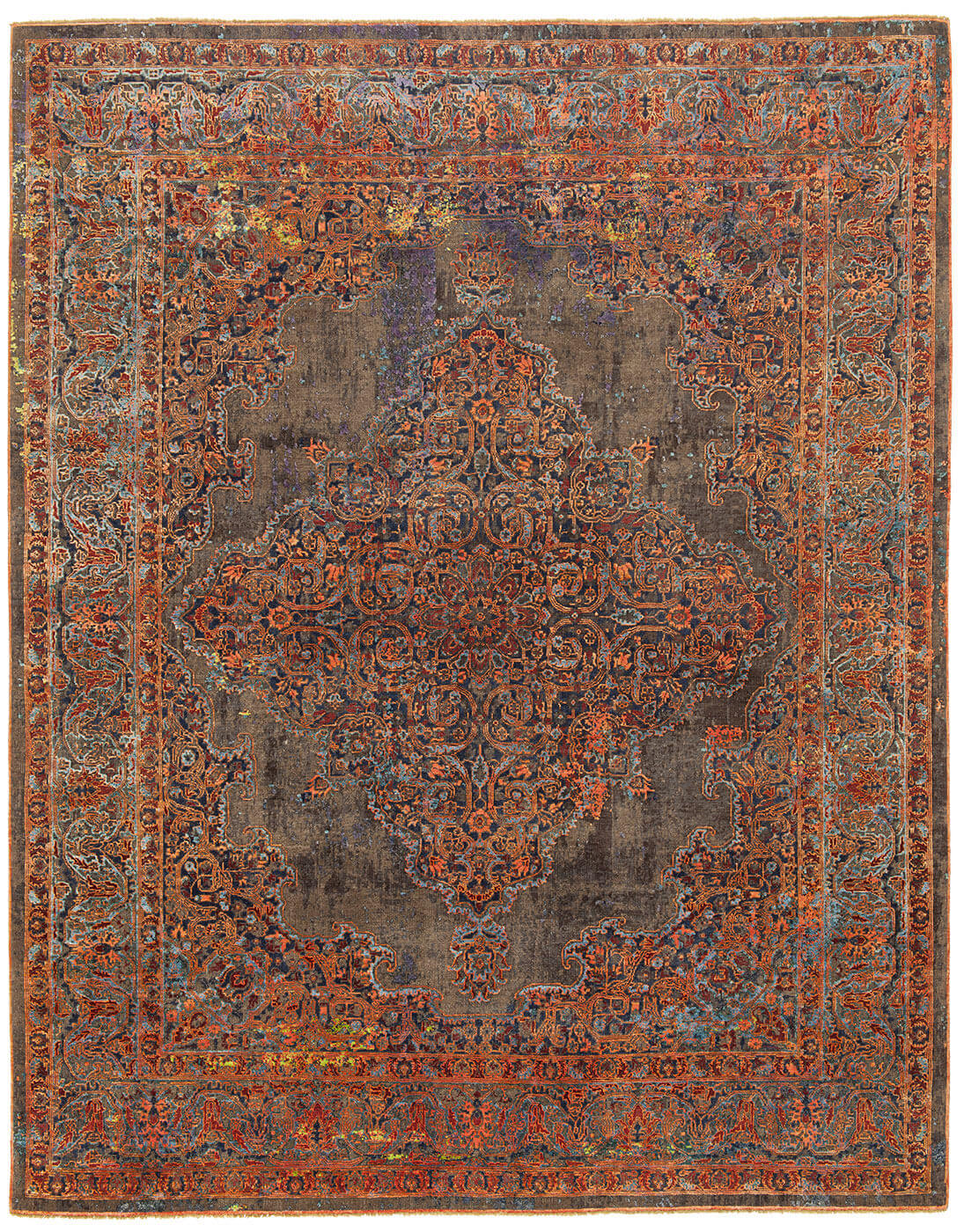 Tapete Tabriz Fashion Artwork 8 Castanho Laranja Seda | Tamanho: 250 × 300 cm