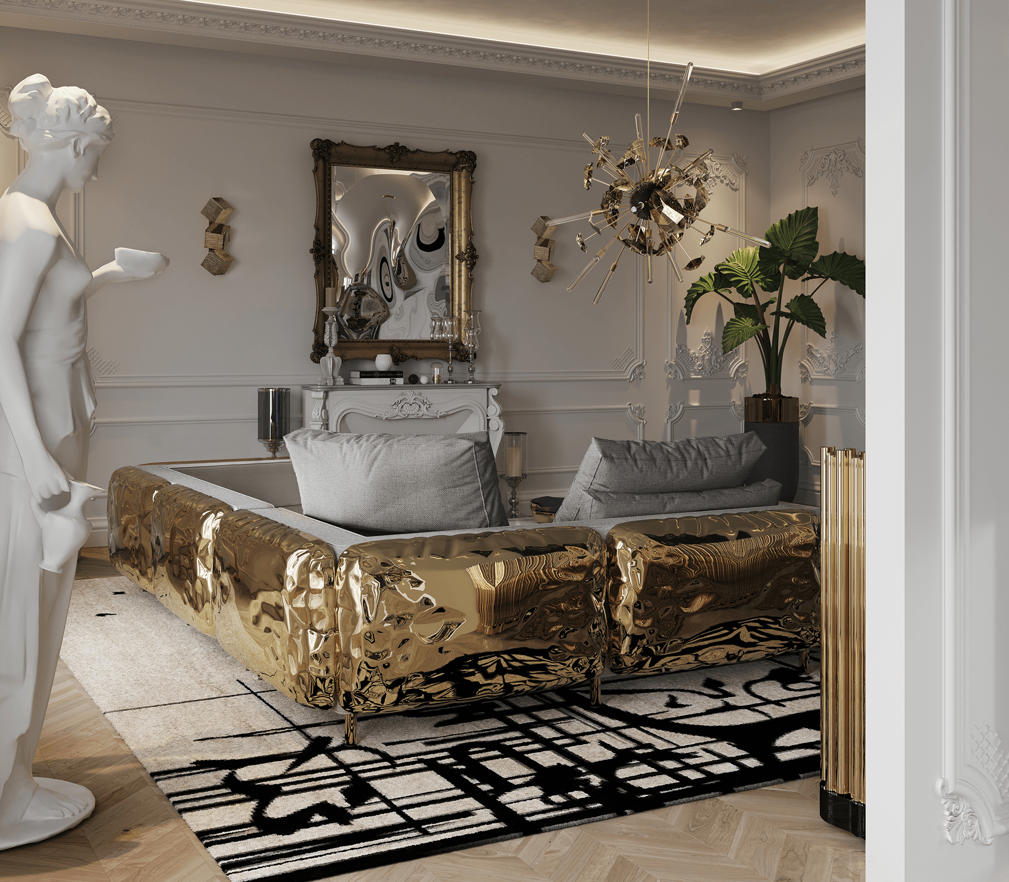 Sofá Modular Preto Imperia