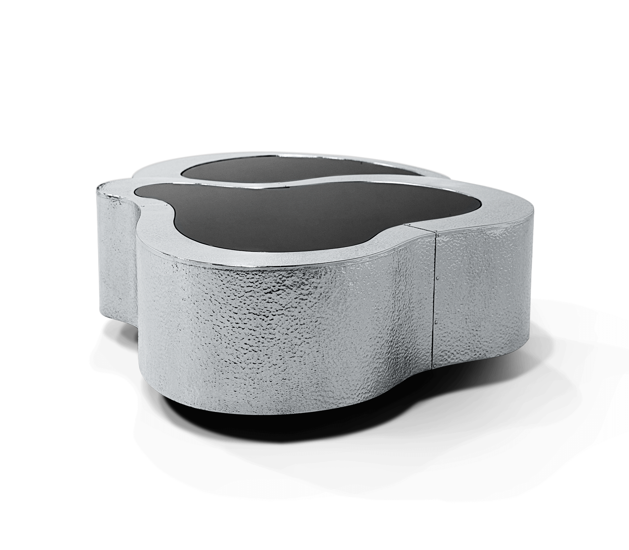 Conjunto de Mesas de Centro Crest Aço Inox Martelado