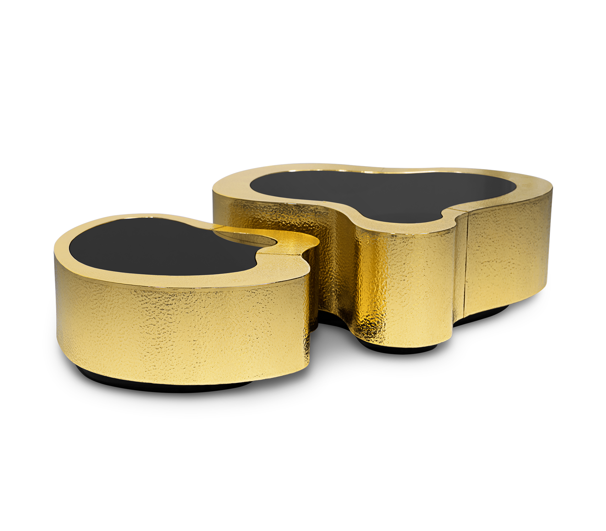 Conjunto de Mesas de Centro Crest Latão Martelado