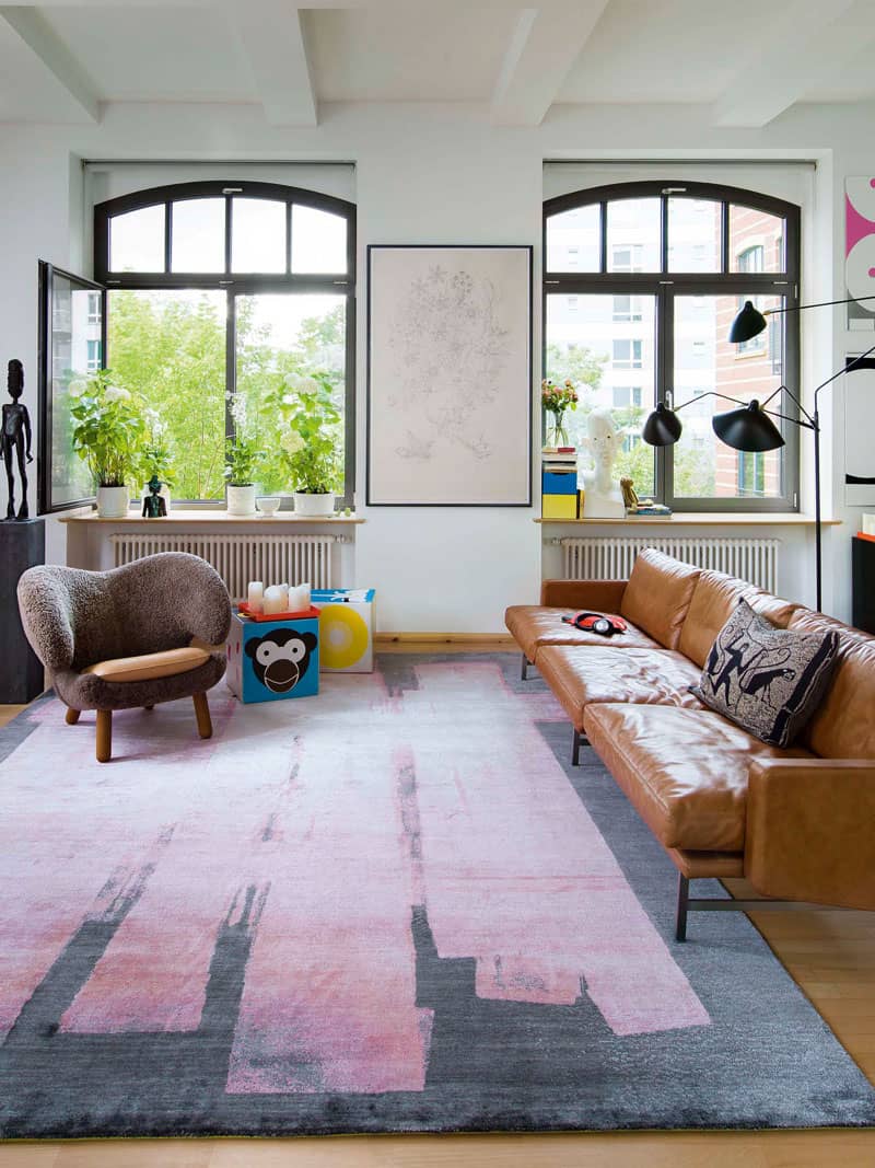 Tapete Hexagon Rosa Tecido à Mão | Tamanho: 183 × 274 cm