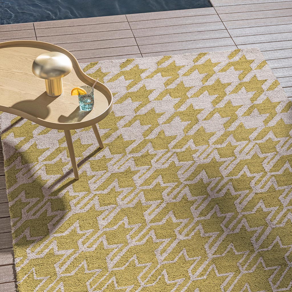 Tapete Exterior Houndstooth Mostarda | Tamanho: 200 × 280 cm