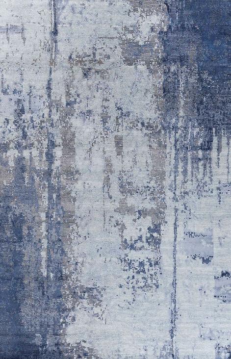 Tapete Feito à Mão Abstracto Azul