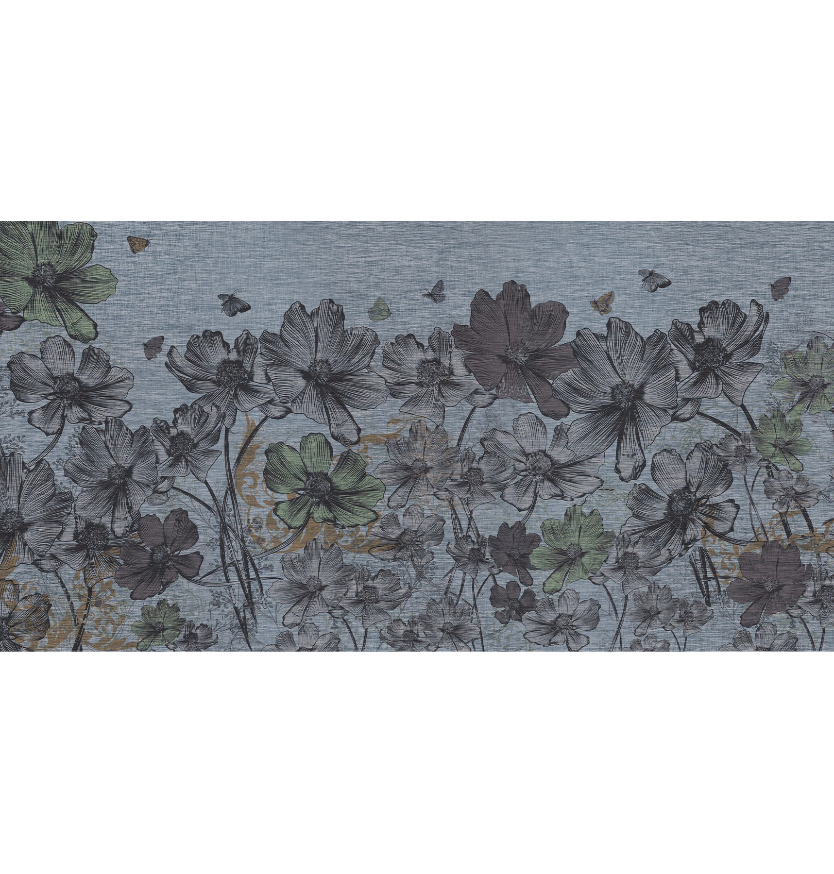 Papel de Parede Jeans Flowers