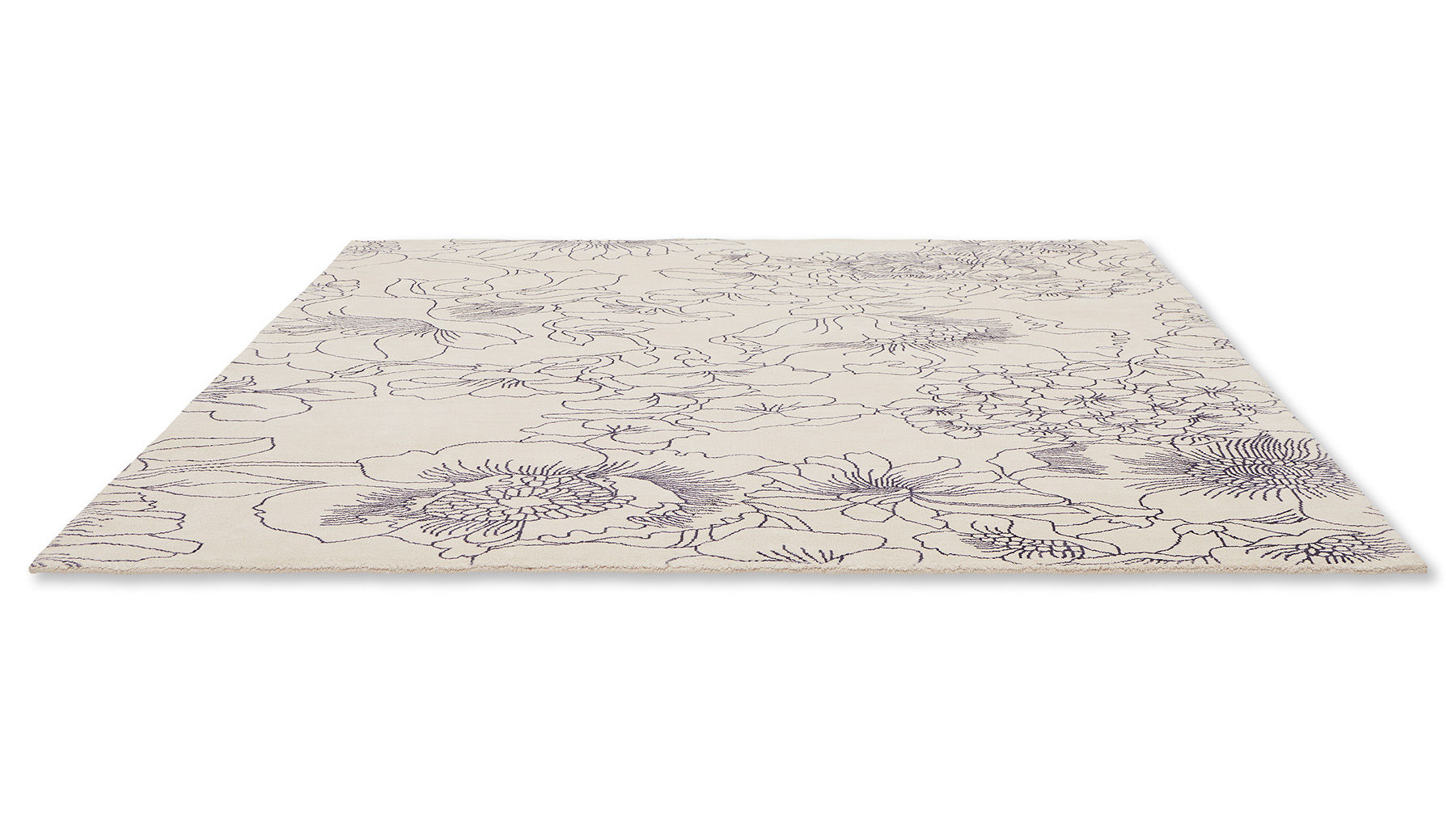 Tapete Linear Floral Azul