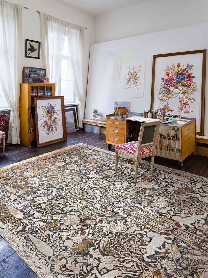 Tapete Dourado / Cinzento Feito à Mão Luxury