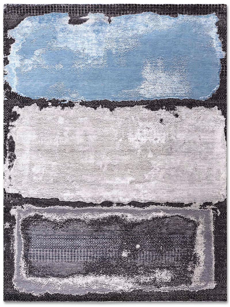 Tapete Light Blue Prateado Tecido à Mão | Tamanho: 183 × 274 cm