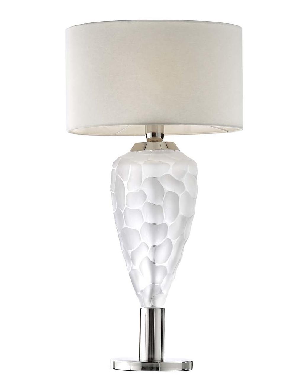 Candeeiro de Mesa Florentine em Cristal com Abajur Branco