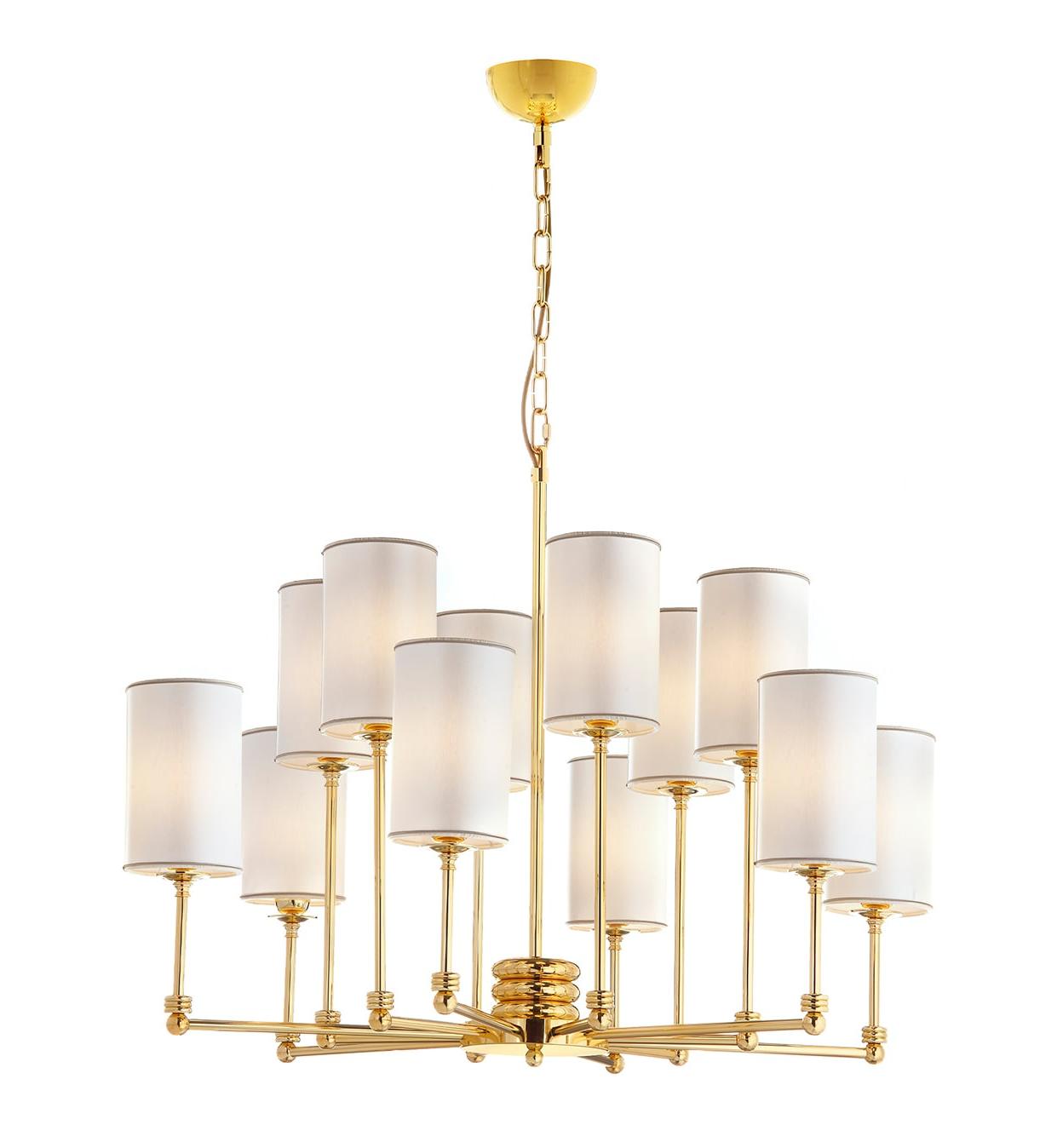 Lustre em Latão Dourado Polido com Abajures
