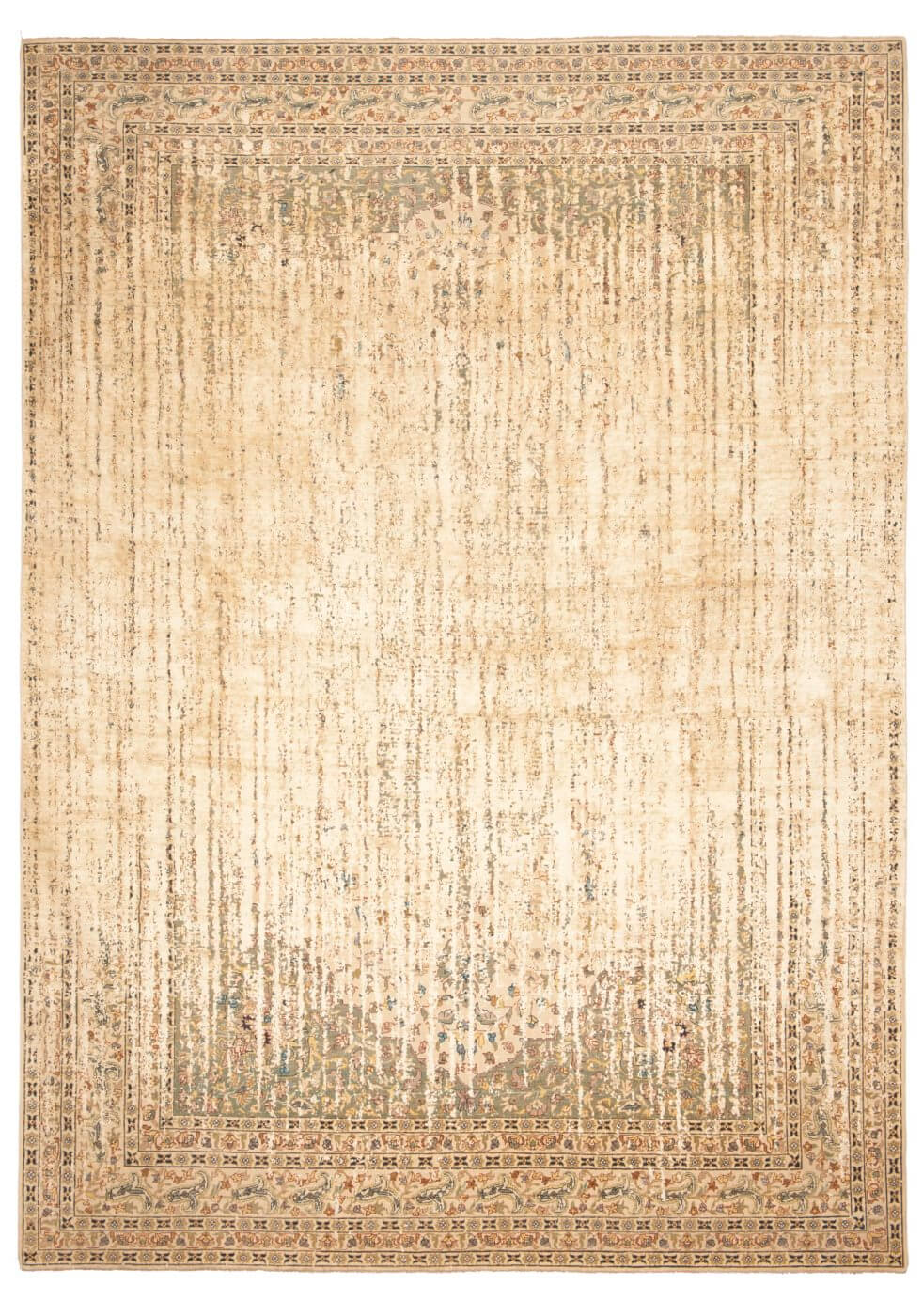 Tapete Tabriz Park Double Vendetta Preto Bege Seda | Tamanho: 200 × 300 cm
