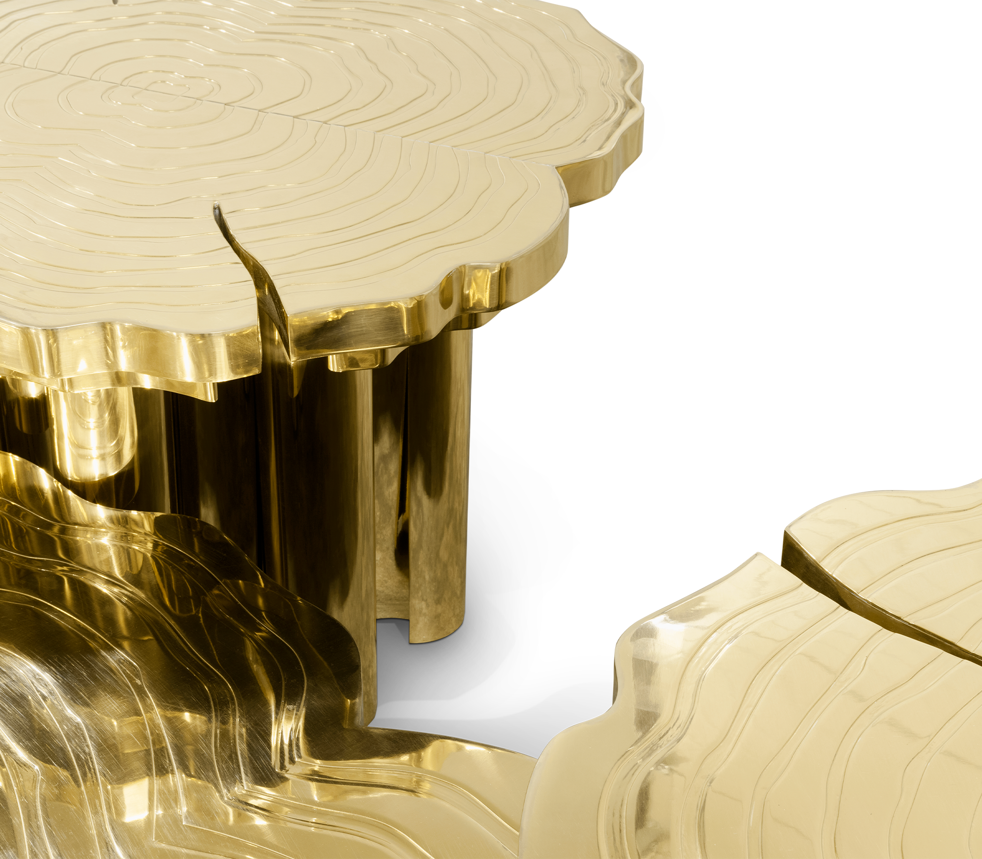 Conjunto 3 Peças Mesa de Centro Dourada Fortuna