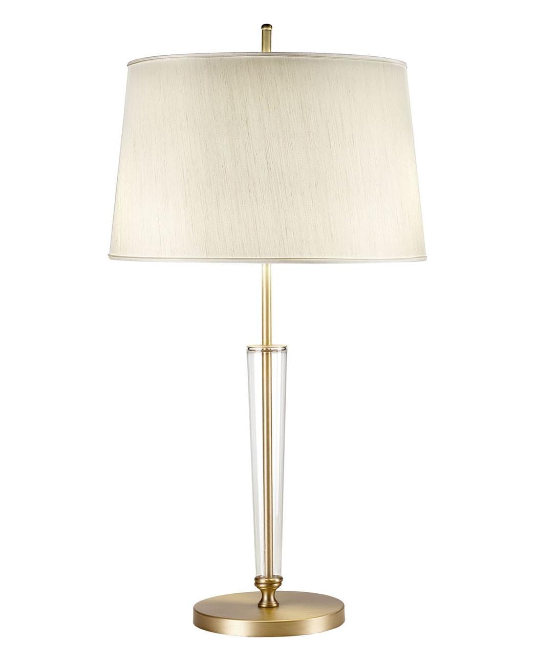 Candeeiro de Mesa em Ouro Envelhecido com Vidro Cónico e Abajur