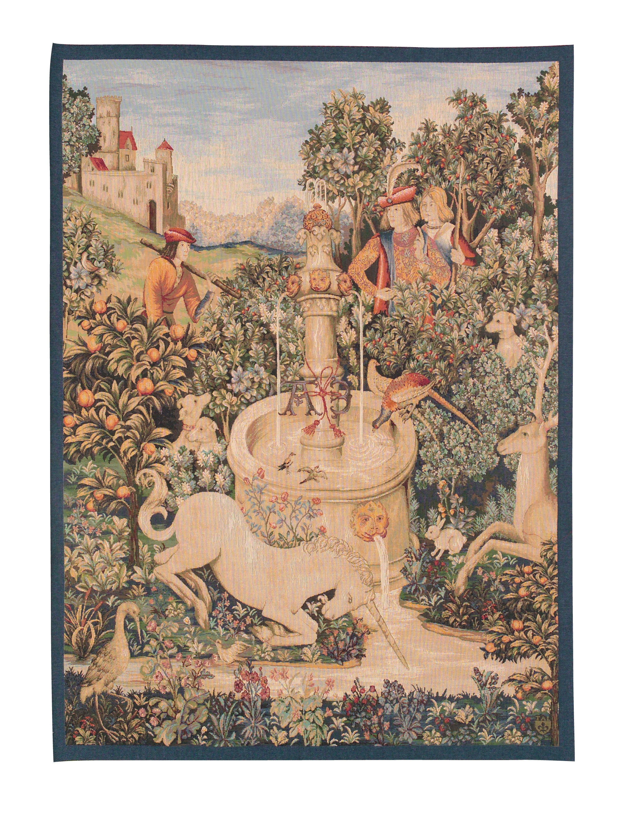 Tapeçaria unicórnio na fonte | Tamanho: 75 × 150 cm