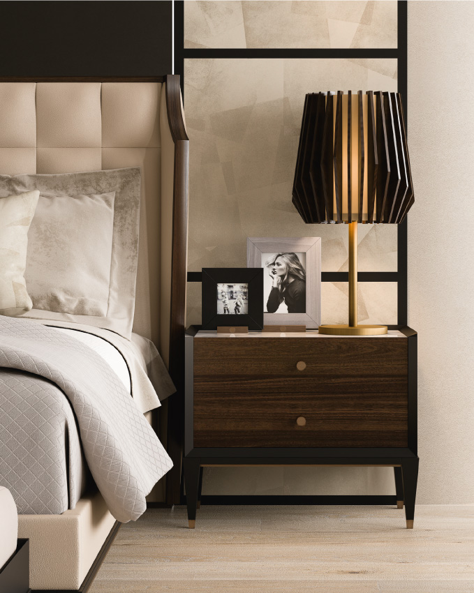 Mesa de Cabeceira em Mármore e Madeira