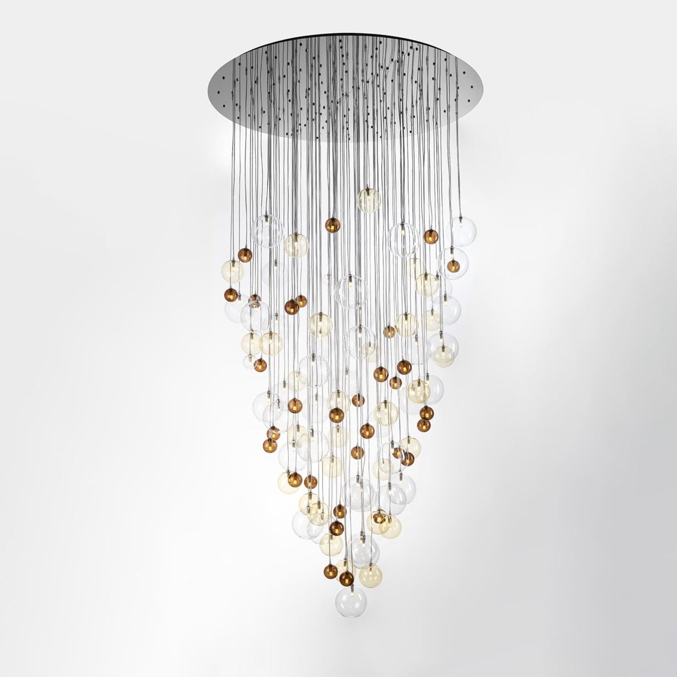 Lustre em Cascata com Esferas de Vidro Multicolor