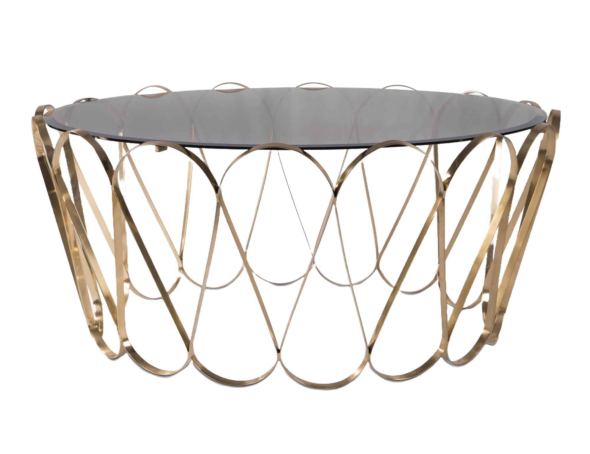 Mesa de Centro Dourada Aquarius