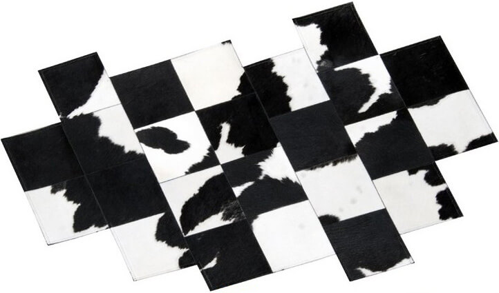 Tapete Pele de Vaca Pixel Preto e Branco | Tamanho: 115 × 163 cm