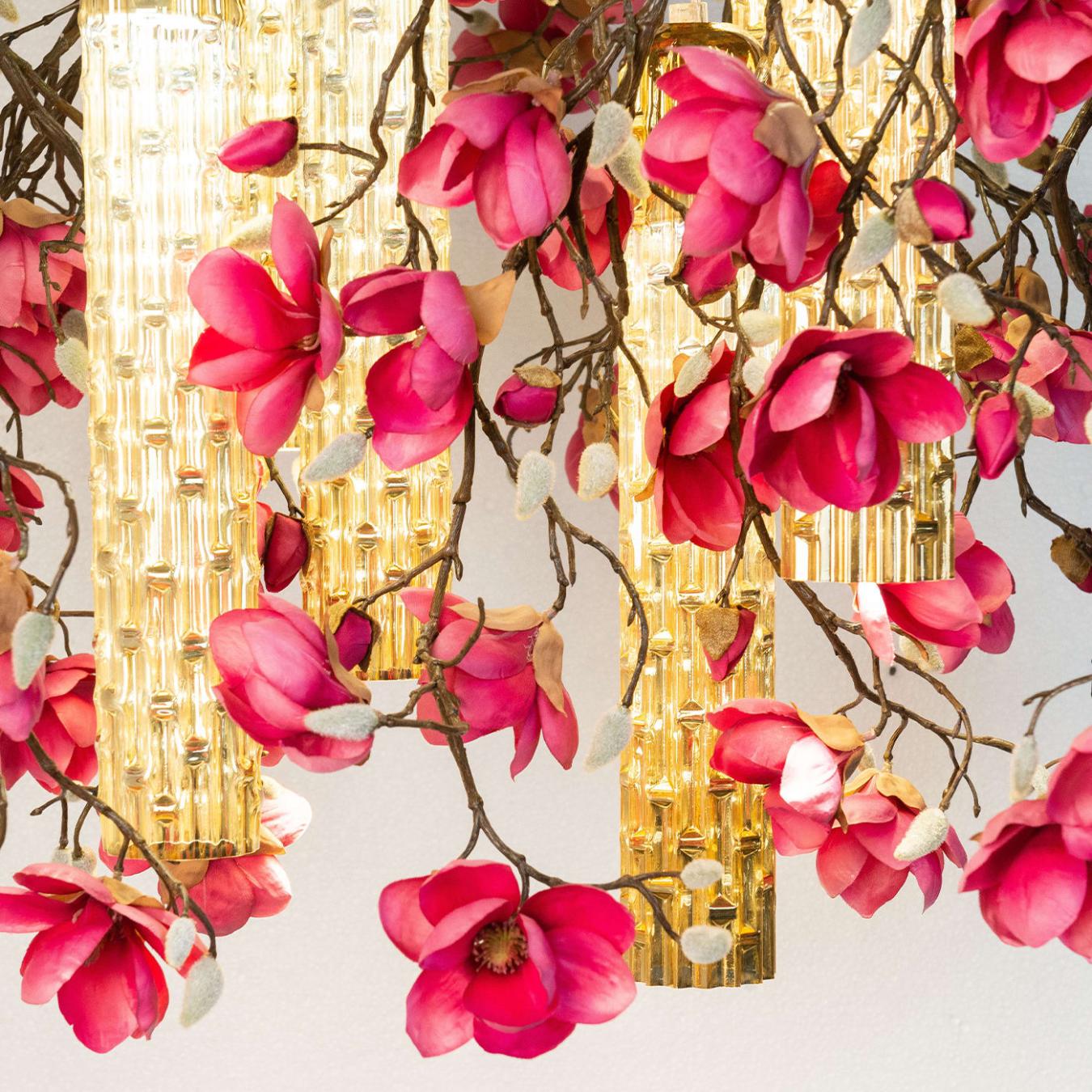 Lustre Quadrado Magnolia Dourado