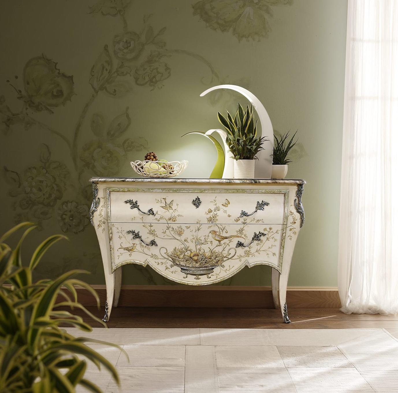 Cómoda Barroca em Madeira Pintada Artesanal