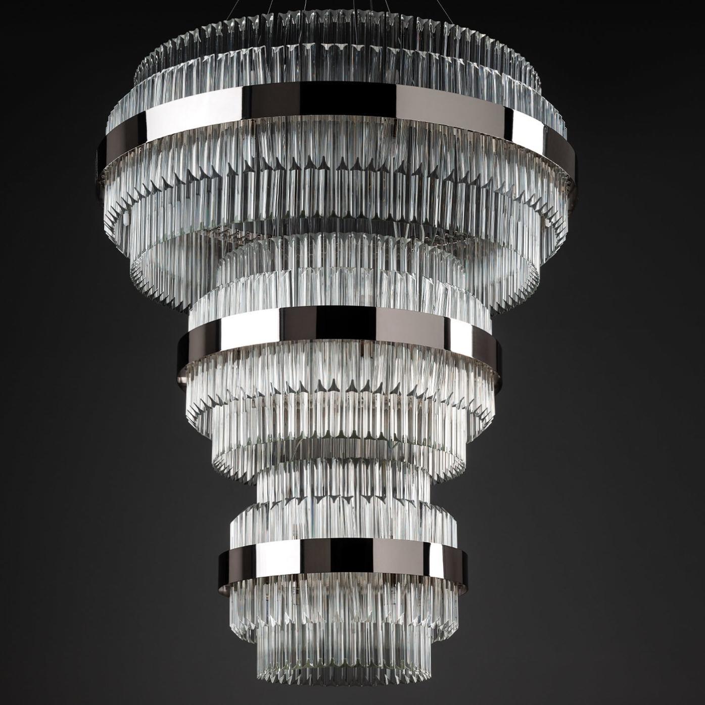 Lustre Redondo em Níquel Polido com Vidro Triedro