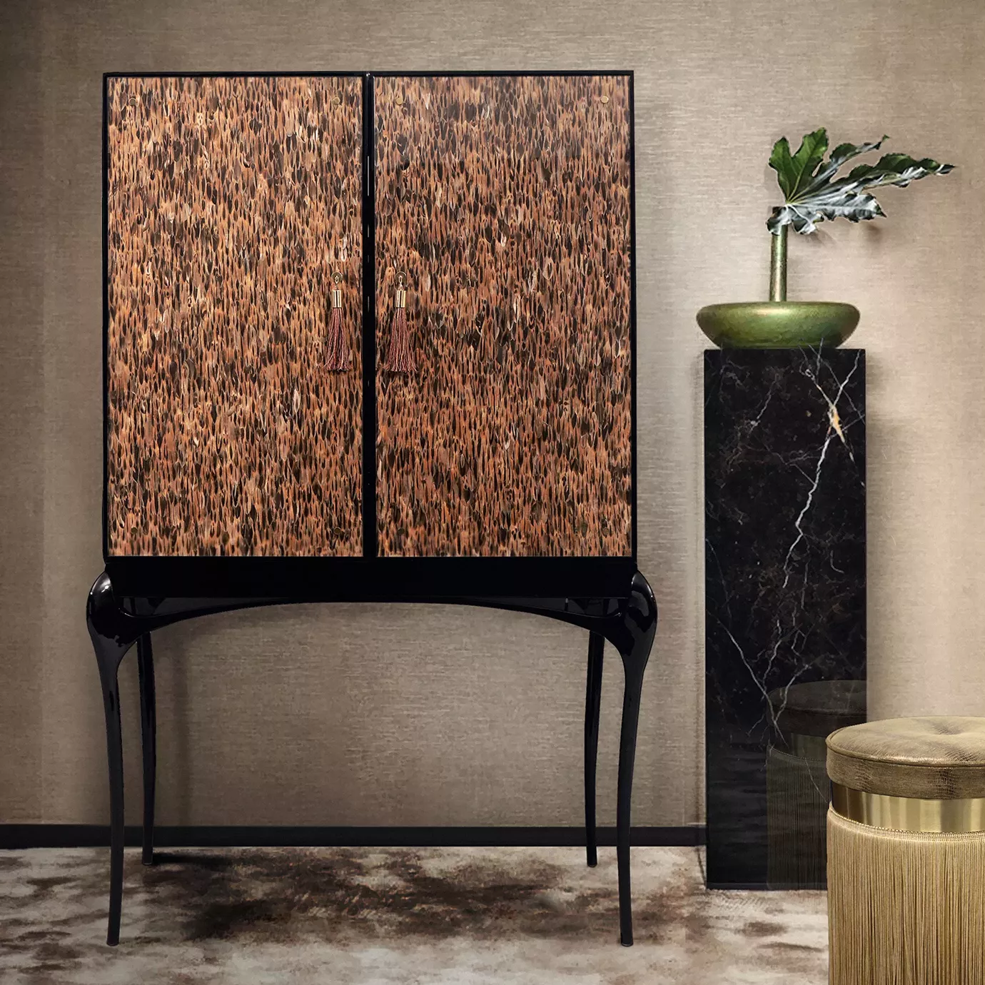 Armário bar pena dourada Allure