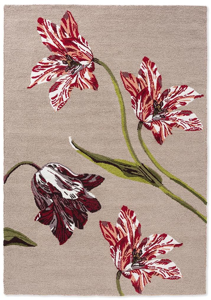 Tapete Exterior Botanical Tulip Bege/Vermelho | Tamanho: 250 × 350 cm