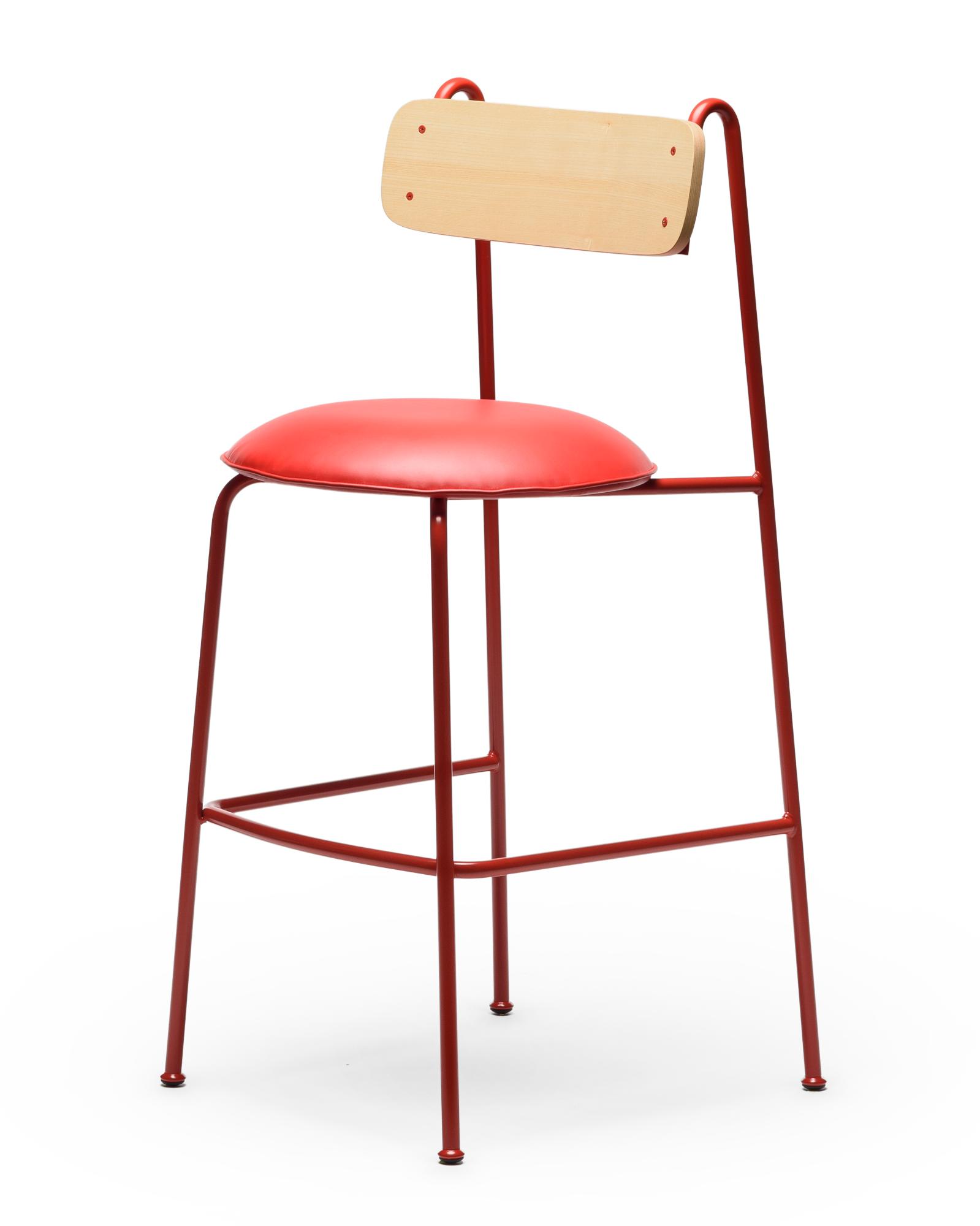 Banco de Bar Lena SG-75 Vermelho em Freixo