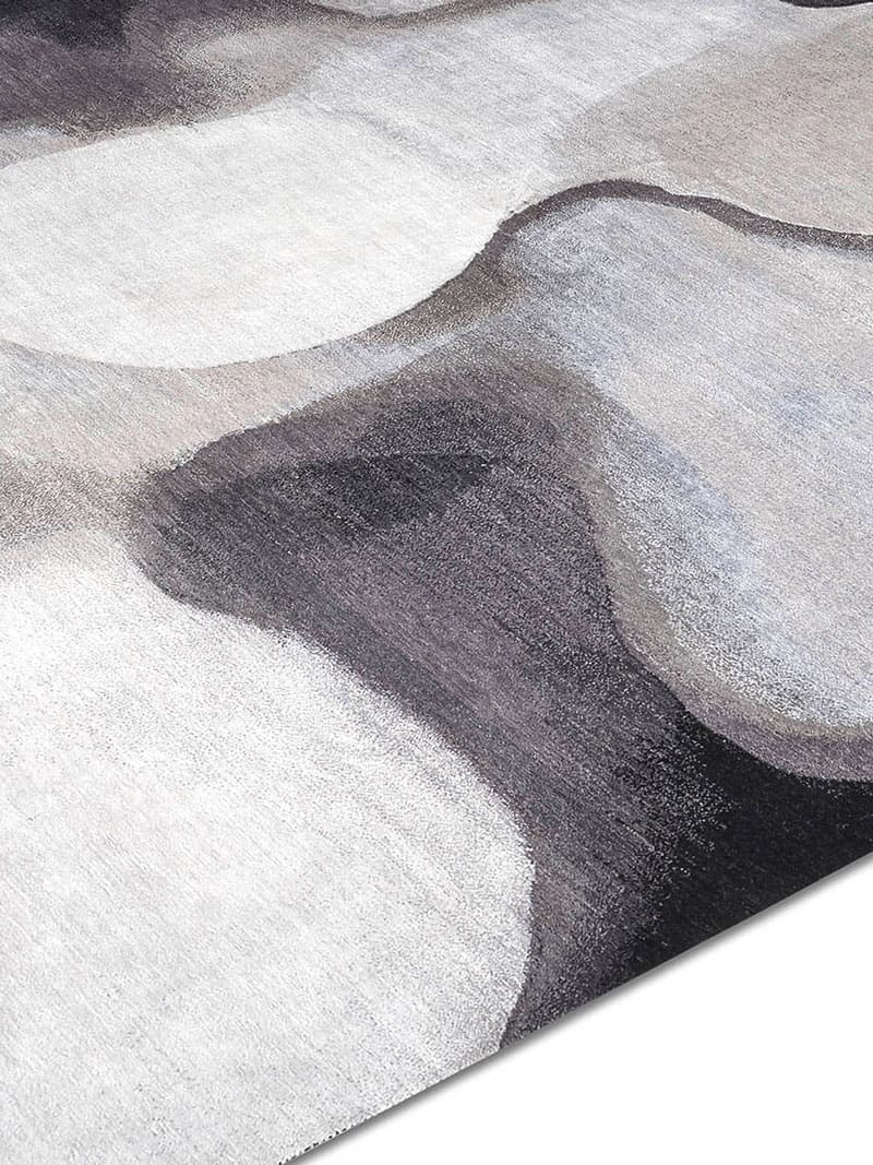 Tapete Prateado / Cinzento Feito à Mão Luxury