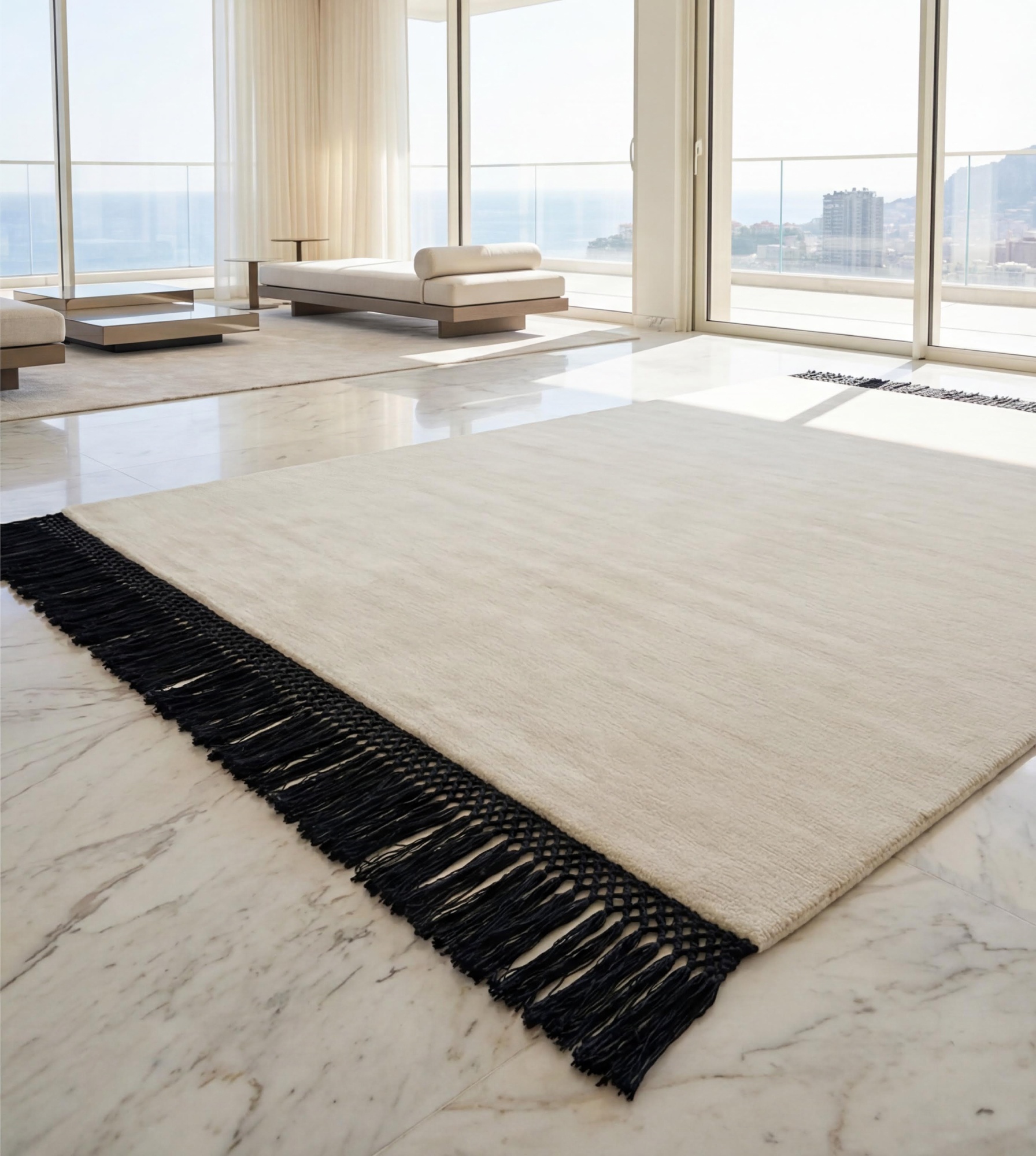 Tapete Minimal Fringe Ivory