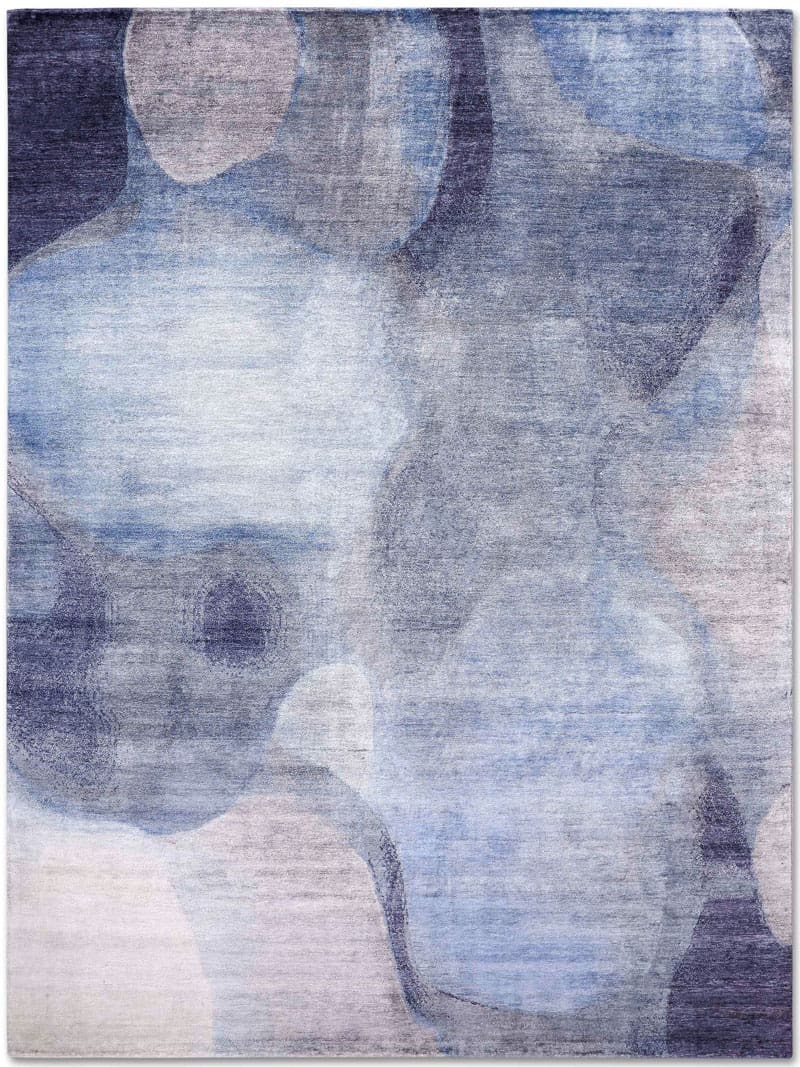Tapete Azul / Cinzento Feito à Mão Luxury | Tamanho: 140 × 210 cm