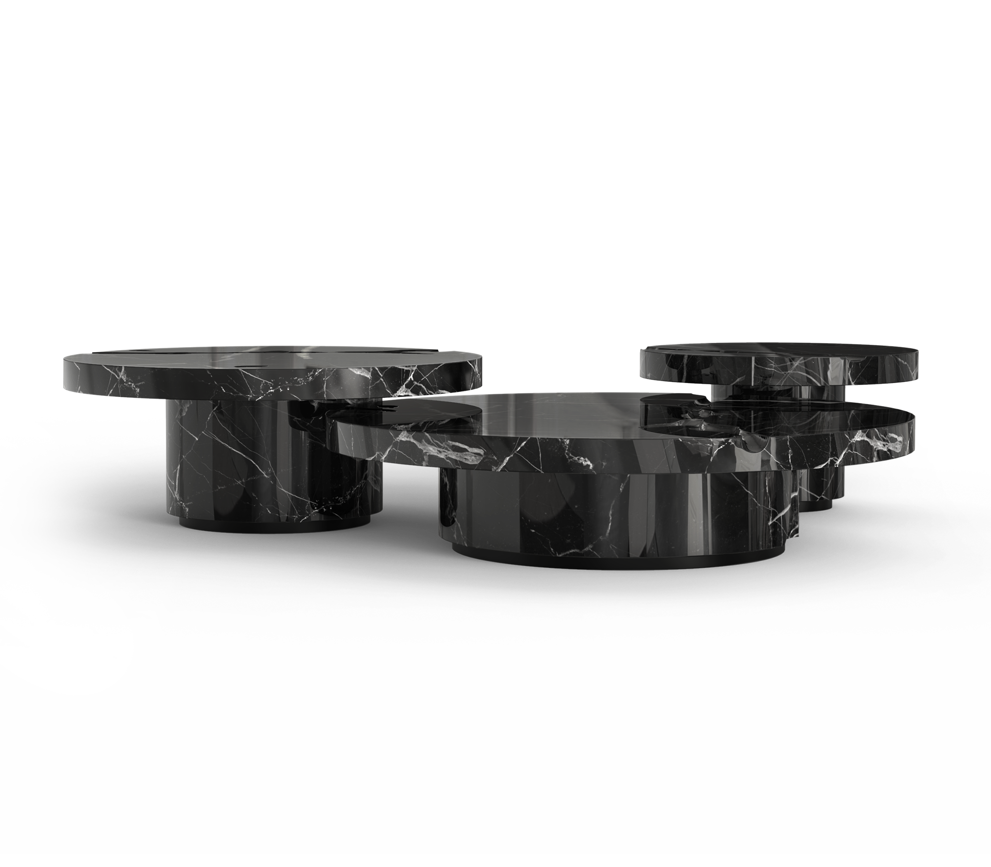 Conjunto 3 Peças Mesa de Centro Dominion Nero Marquina