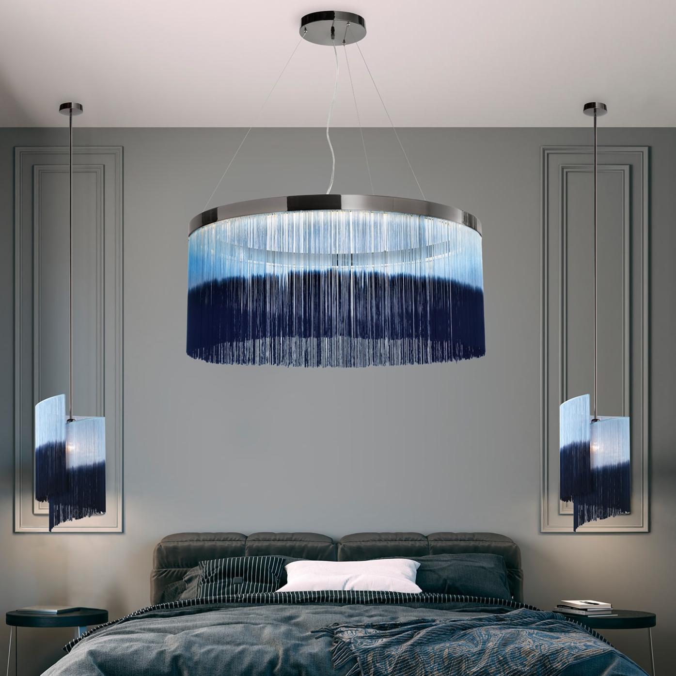 Lustre em Anel Dark Nickel com Franjas Pintadas à Mão