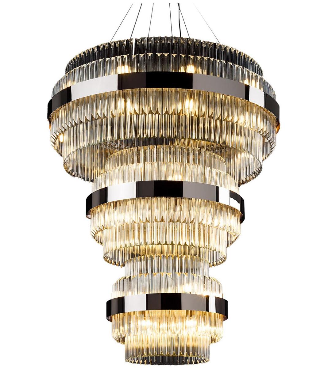 Lustre Redondo em Níquel Polido com Vidro Triedro