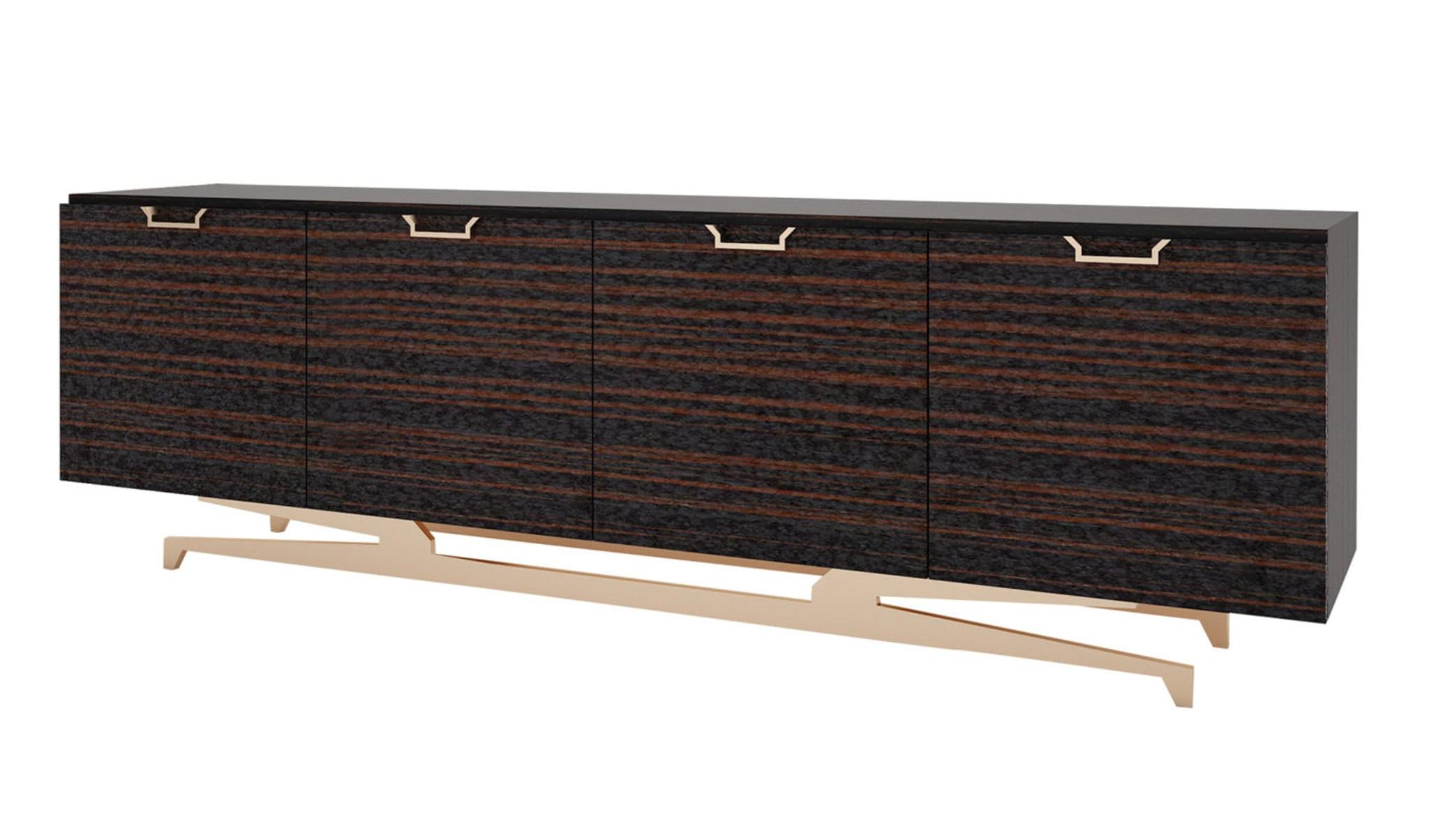 Aparador italiano Wall Street | Acabamento: Folheado brilhante | Dimensões: L 250 × P 53 × A 78 cm