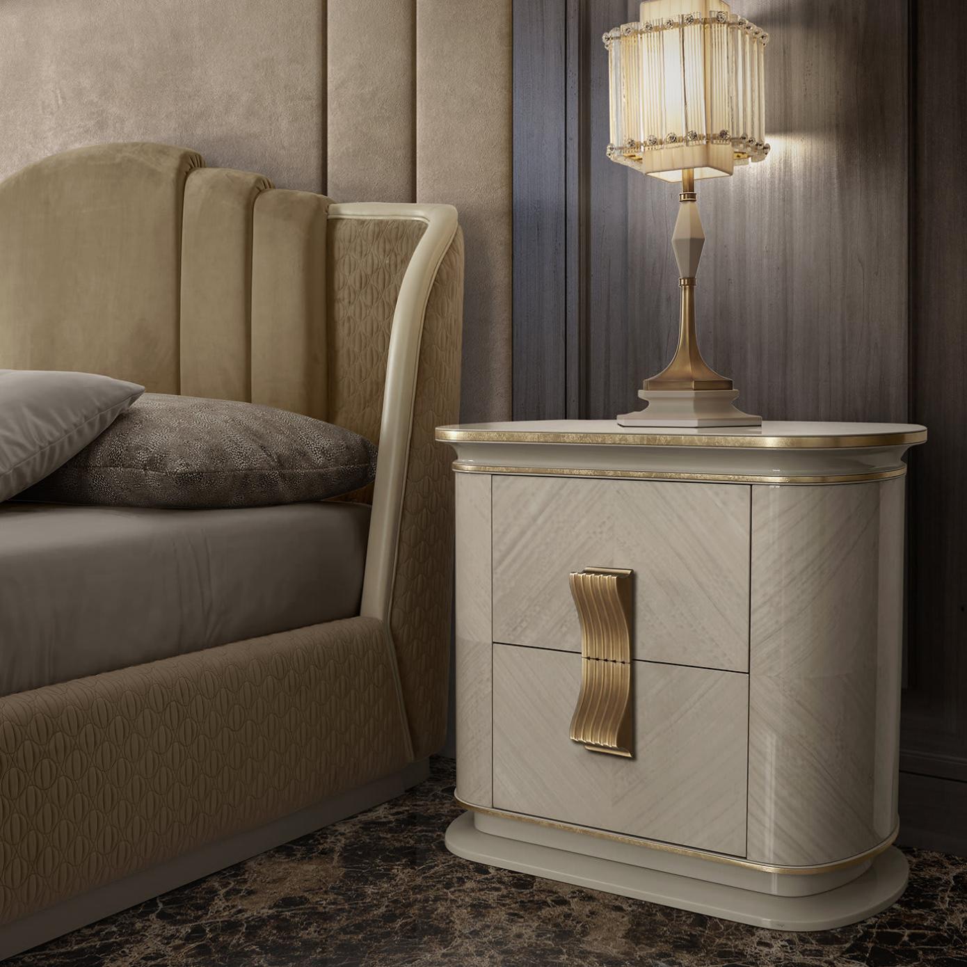 Mesa de Cabeceira Dilan Branca/Dourada