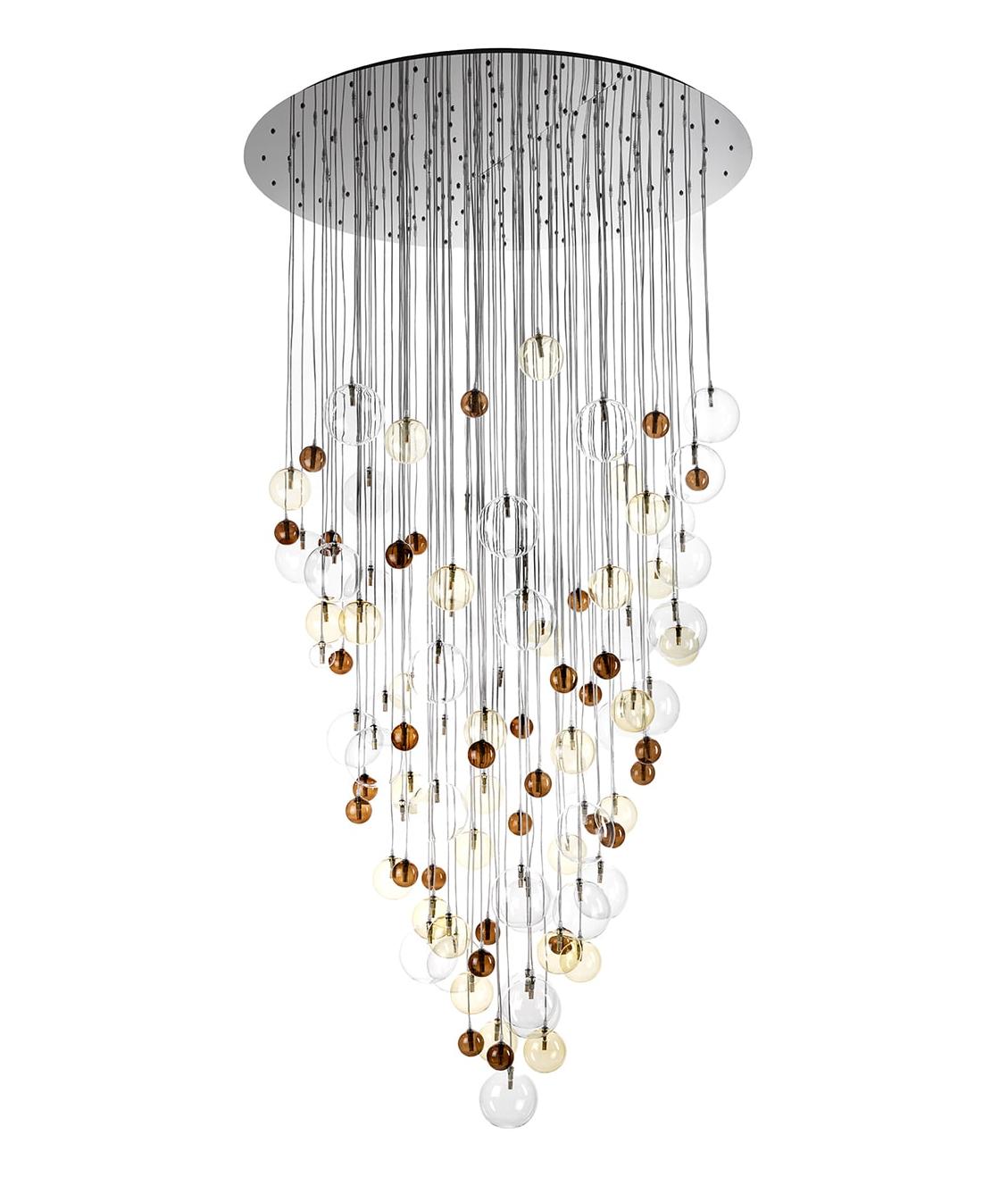 Lustre em Cascata com Esferas de Vidro Multicolor