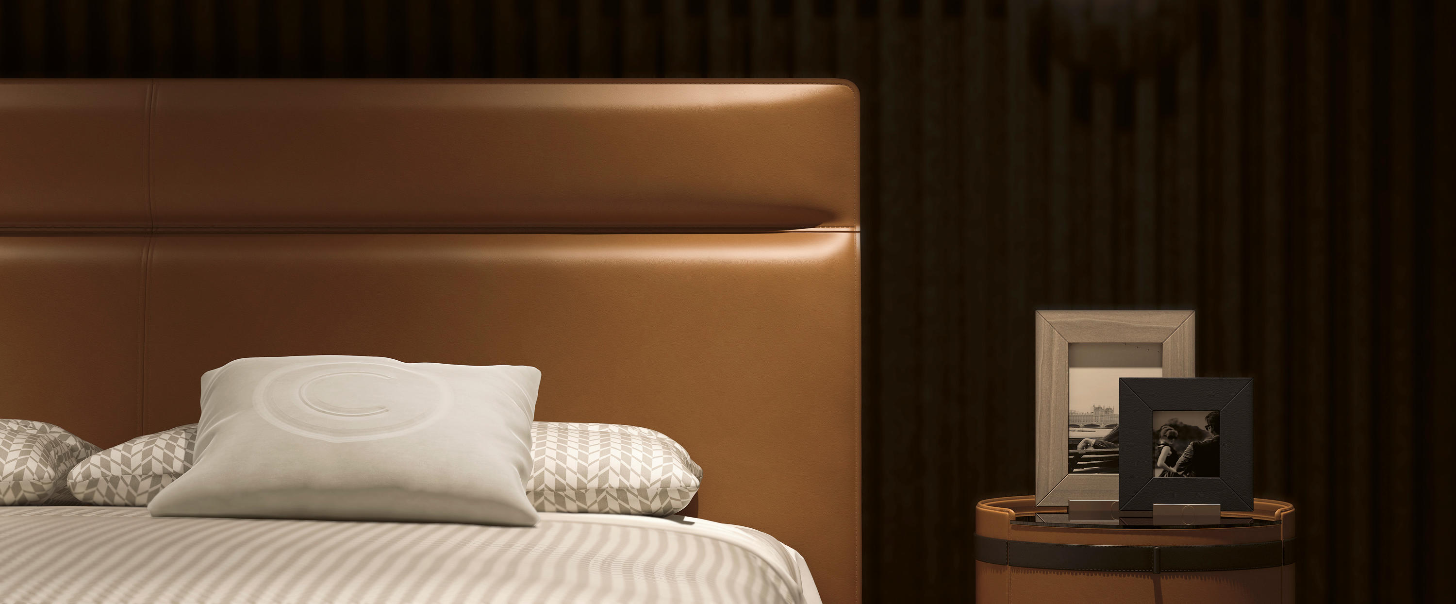 Cama Moderna em Pele com Cabeceira | Tamanho do colchão: 180 × 200 cm
