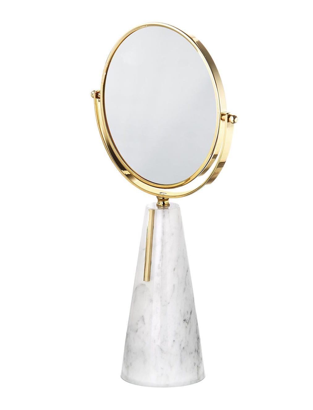 Espelho de Mesa Carrara em Latão Ouro 24K