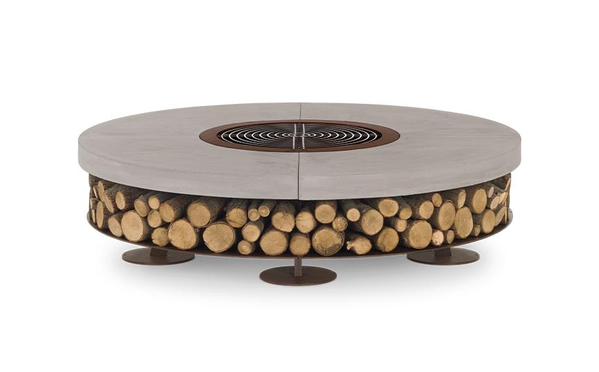 Lareira exterior betão Ercole | Acabamento: Branco | Dimensões: Ø 150 cm