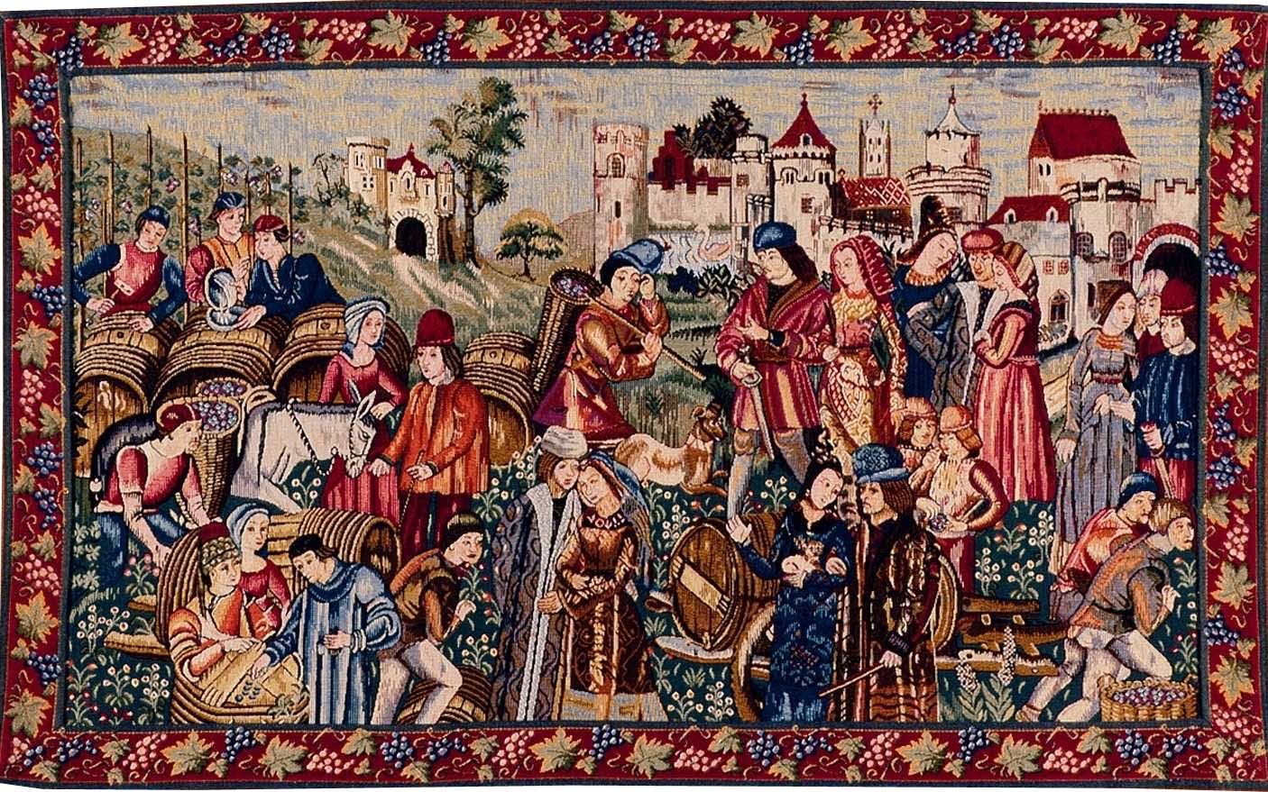 Tapeçaria mercado do vinho com margem | Tamanho: 50 × 85 cm