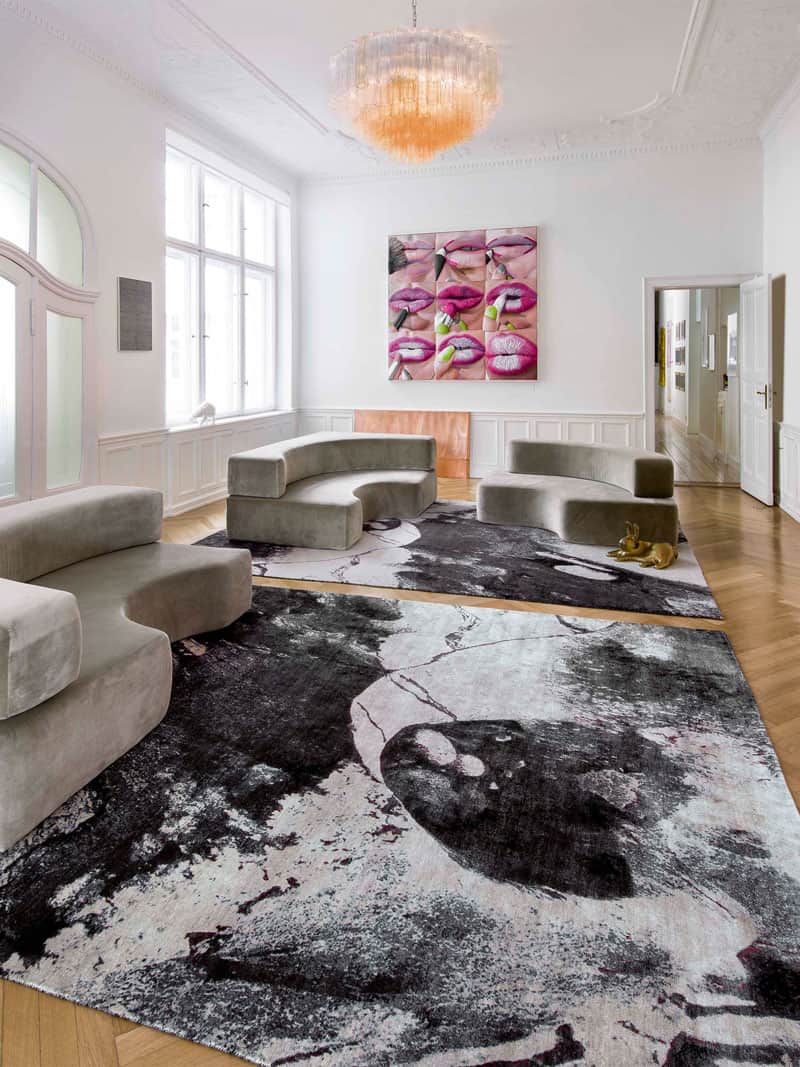 Tapete Preto e Branco Feito à Mão | Tamanho: 170 × 240 cm