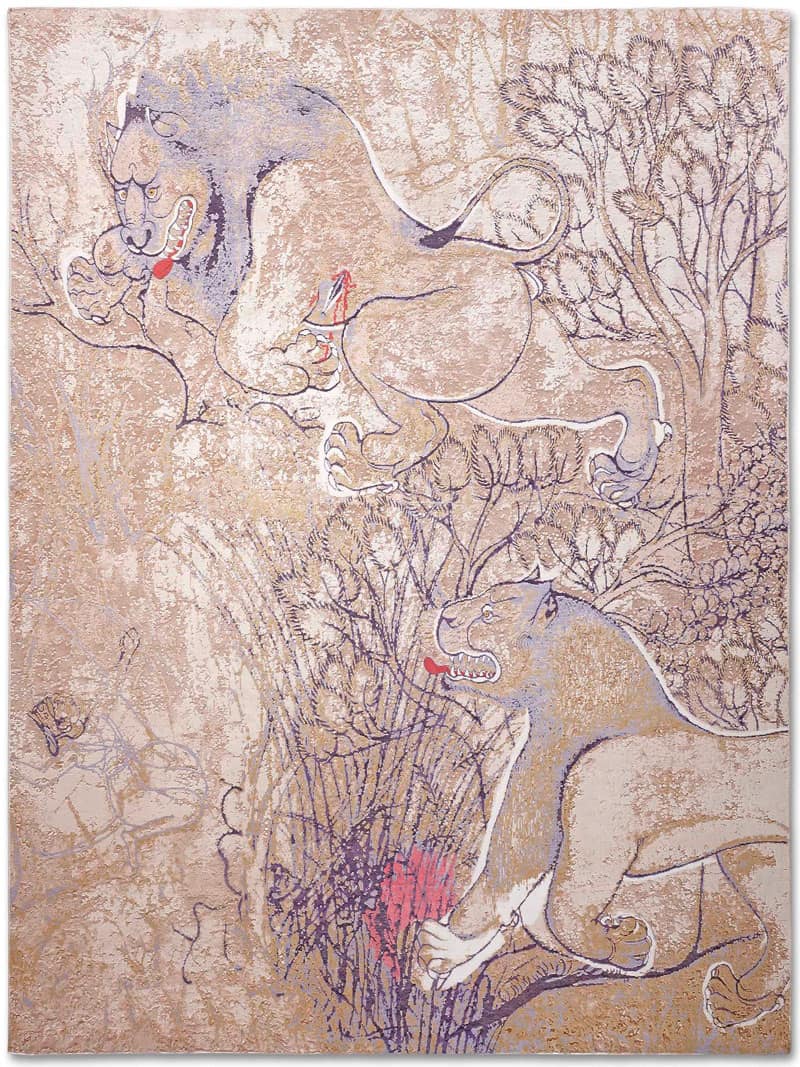 Tapete Two Lions Tecido à Mão