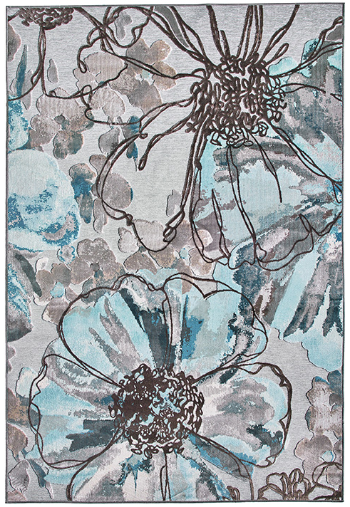 Tapete Genova Floral de Viscose / Acrílico | Tamanho: 135 × 195 cm