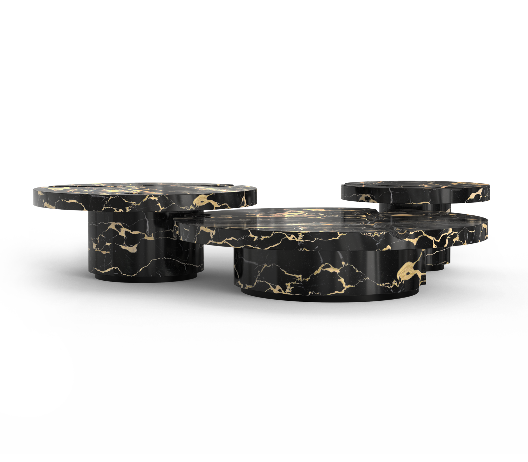 Conjunto 3 Peças Mesa de Centro Dominion Mármore Portoro