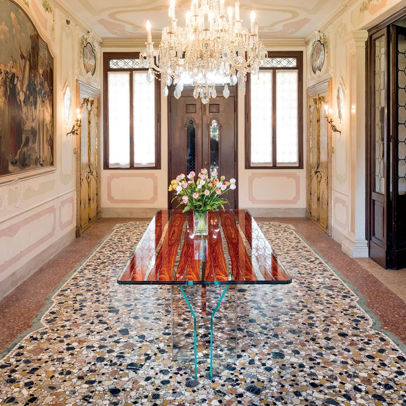 Mesa de Jantar Parigi em Madeira e Vidro